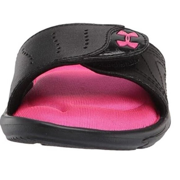 Under Armour Girls Ignite IX Slide Sandal Black/Pink/White 3Y US Little Kid New - Picture 7 of 9